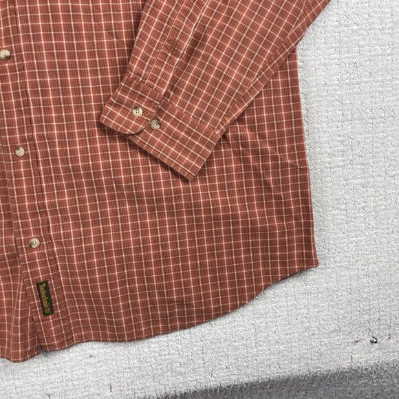 Timberland Men's 2XL Button Down Long Sleeve Orange Gingham Plaid Shirt Vintage - Picture 7 of 16
